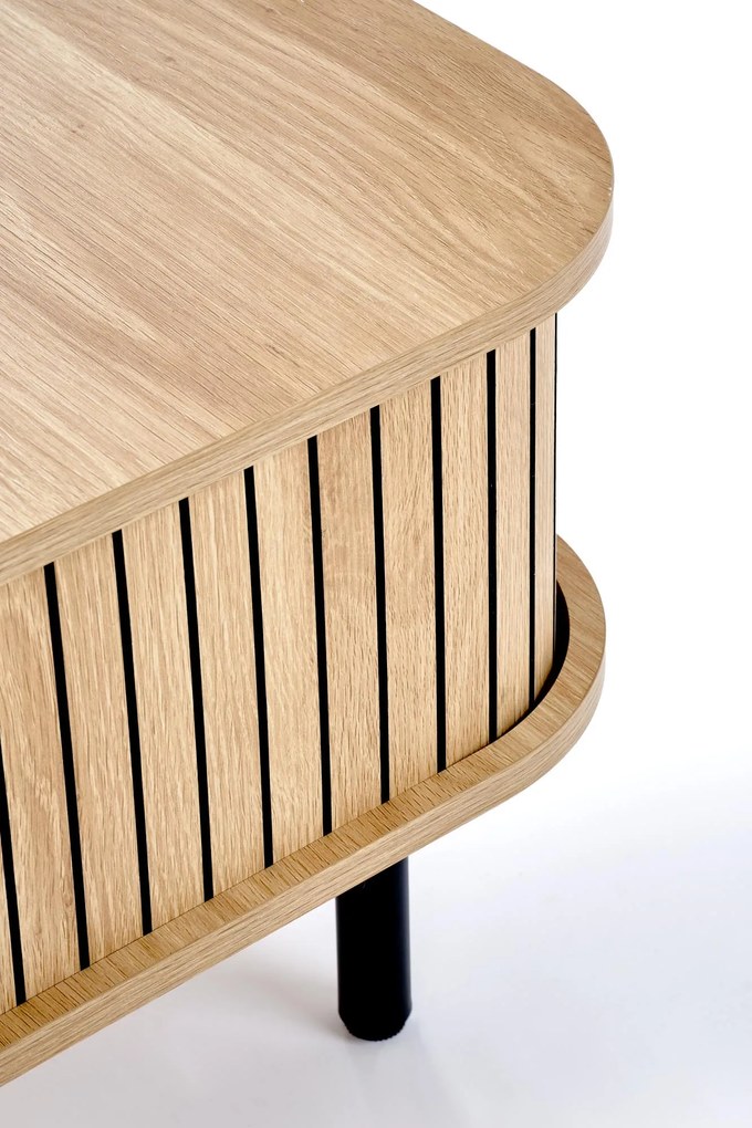 Ława z zamykaną półką, MDF naturalny/czarny 90/50/40 ANGELINA