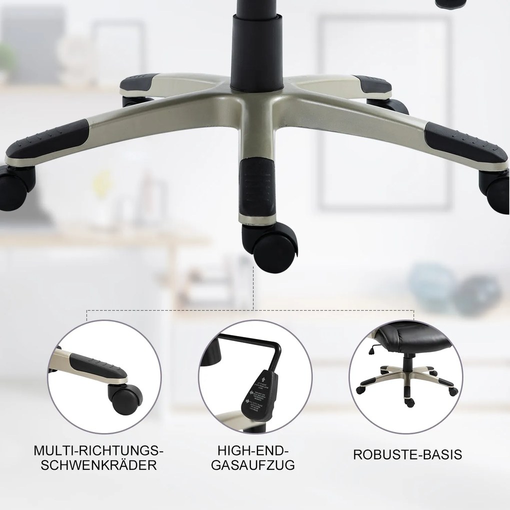 HOMCOM Fotel biurowy obrotowy ergonomiczny wygodny fotel do biura czarny | Aosom PL