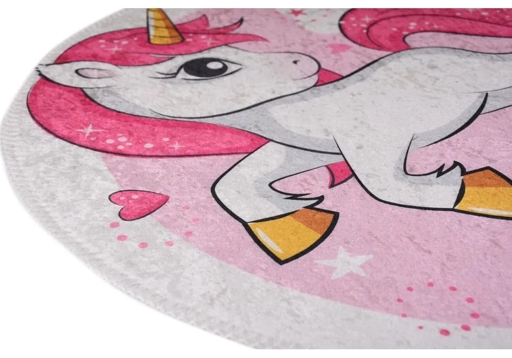Różowy dywan dziecięcy odpowiedni do prania ø120 cm Pink Unicorn – Vitaus