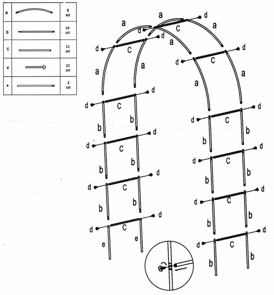 Wspornik na rośliny, 140 x 38 x 240 cm