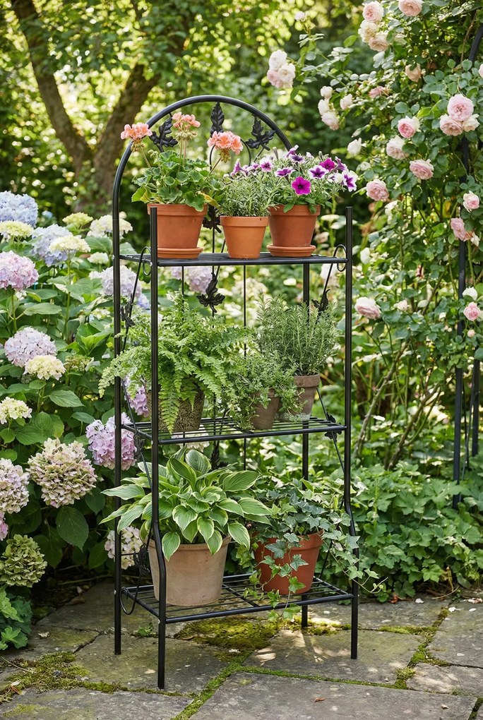 Żelazny Regał Czarny Na Kwiaty N2-L27