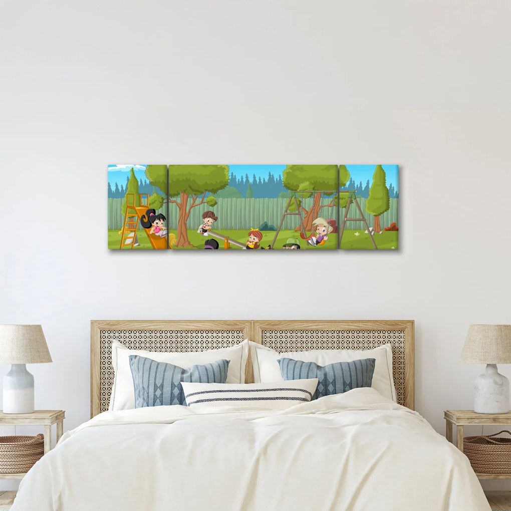 Obraz - Dzieci na placu zabaw (170x50 cm)