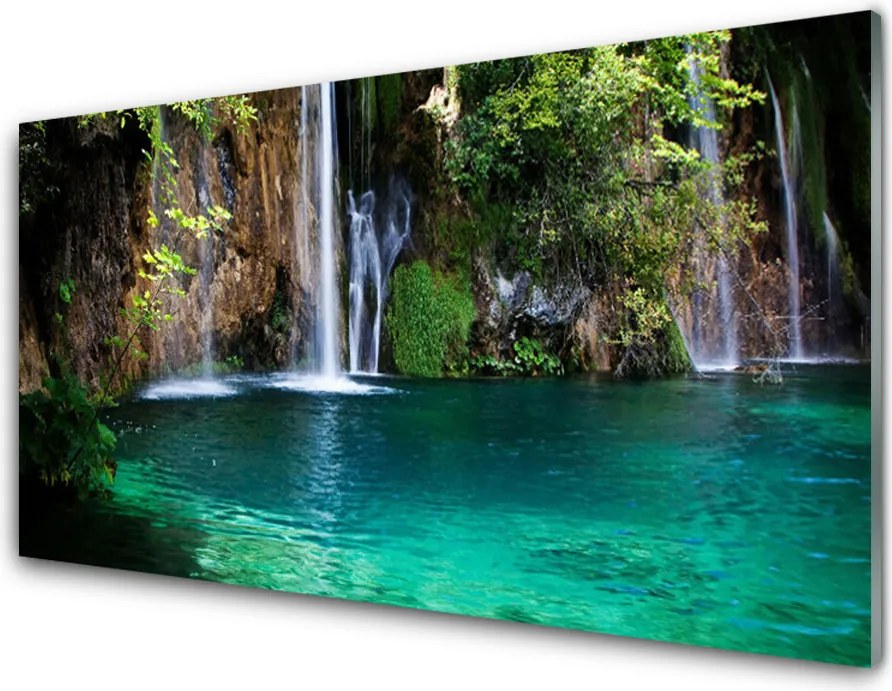 Panel Szklany do Kuchni Krystaliczny Spad Nad Jeziorem