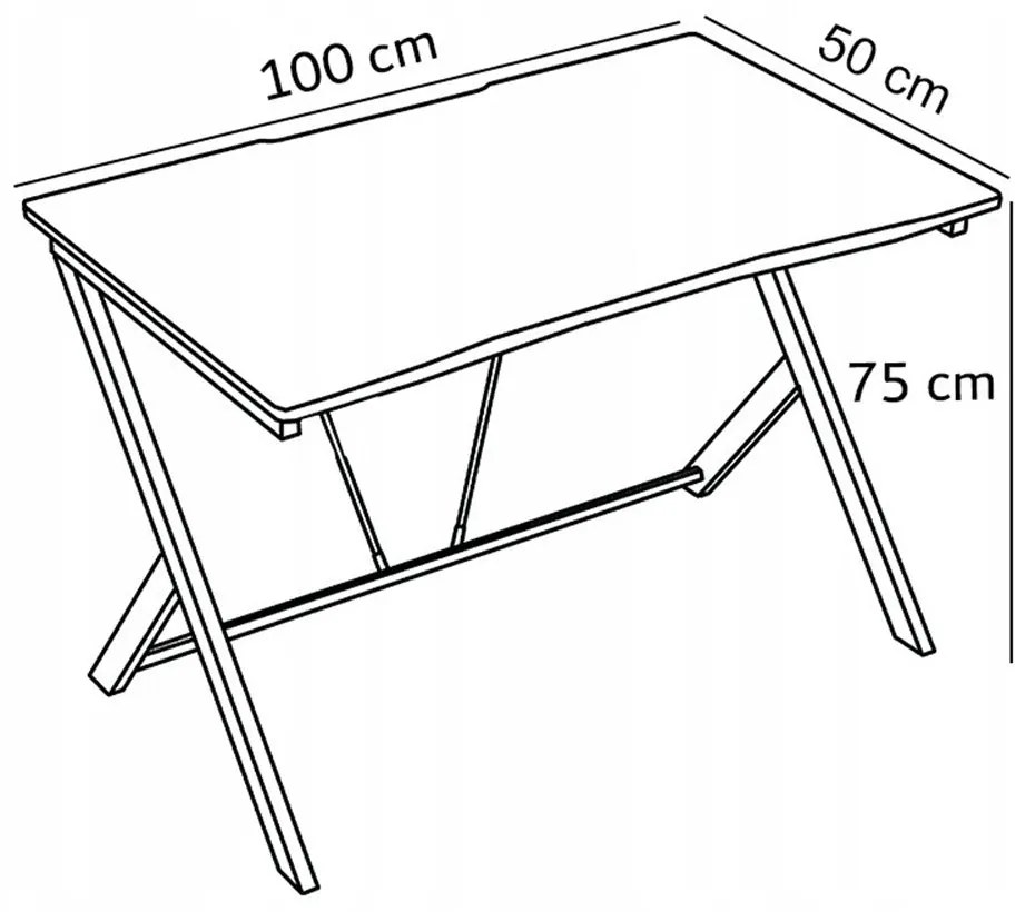 Biurko gamingowe 100x50 cm w stylu loft, z blatem o efekcie karbonu – metalowa rama, nowoczesny design