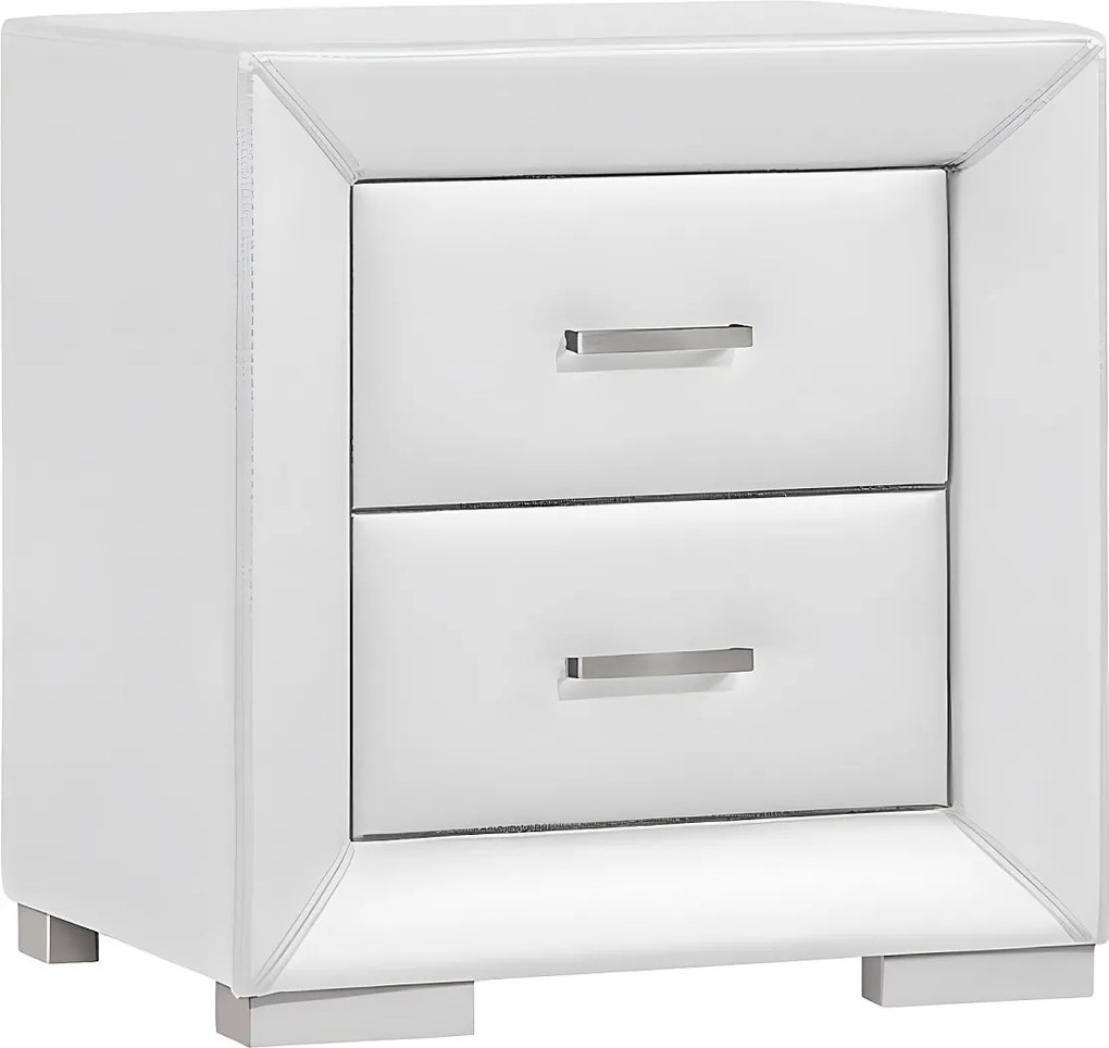 Zestaw 2 szafek nocnych - 2 szuflady - Biała ekoskóra - CAPITOLE