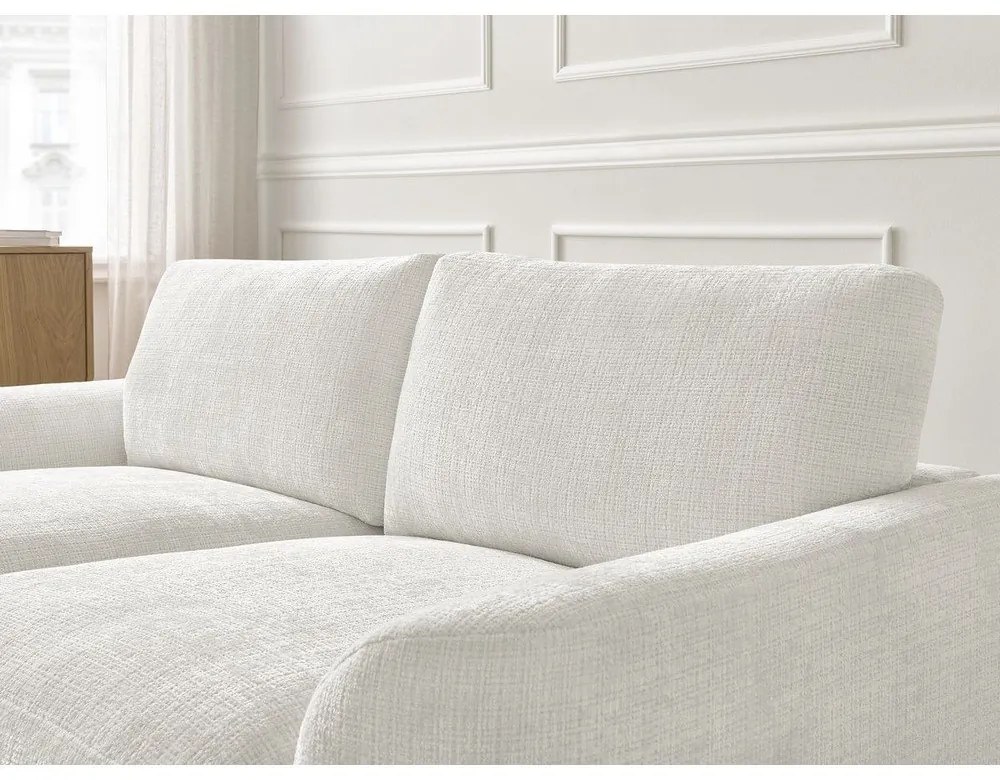 Biały narożnik z tkaniny szenilowej (lewostronny/z szezlongiem) Leonore – Bobochic Paris