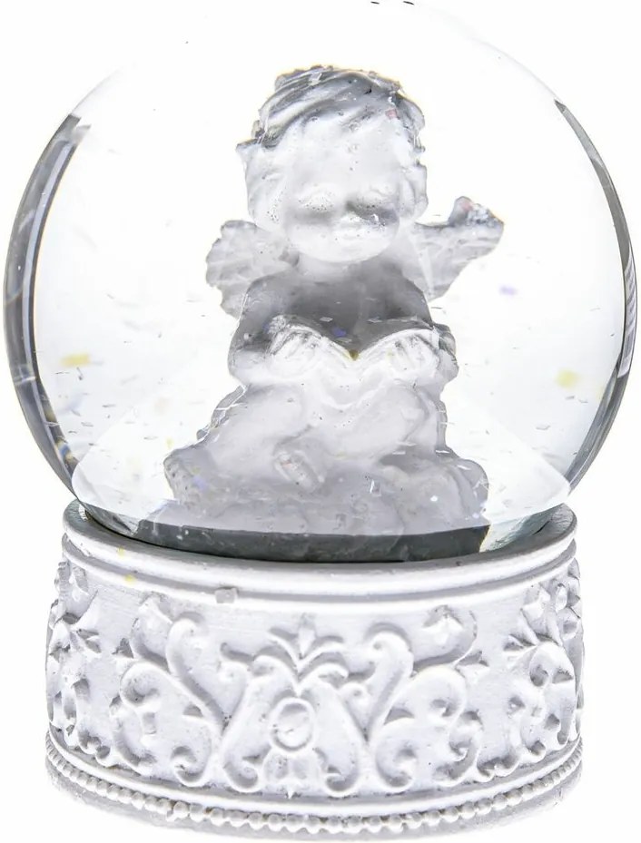 Świąteczna kula śnieżna Angel, biały, 6,5 x 8,3 cm