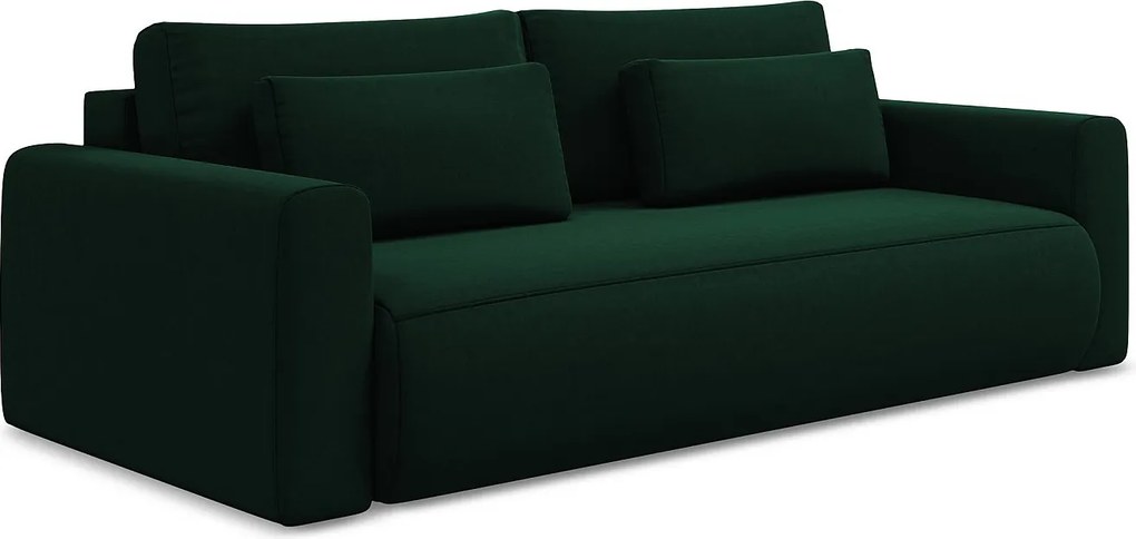 Kanapa 3-osobowa z funkcją spania - z tkaniny welwetowej - butelkowa zieleń - KAPUA