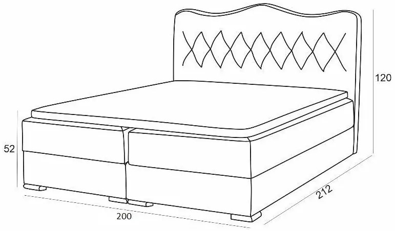 Łóżko kontynentalne Letis 200x200 - 44 kolory