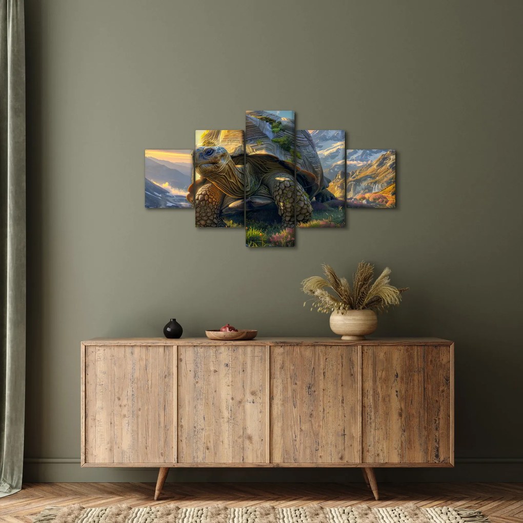 Obraz - Żółw i górski krajobraz (125x70 cm)