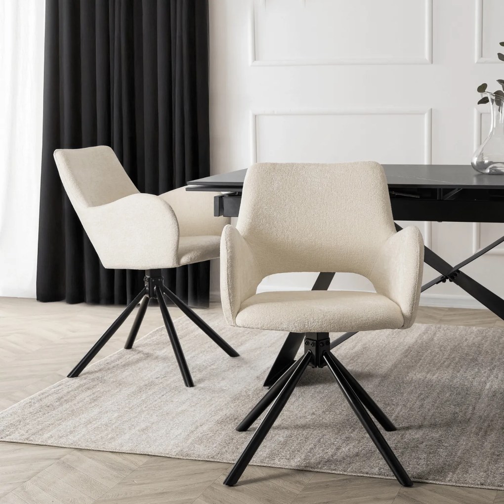 Krzesło Tapicerowane FLAV Kremowe Nowoczesne