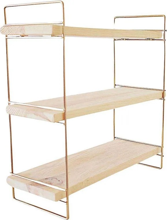 Półka ścienna z litego drewna – 40 x 16 x 40 cm – złoto i brąz