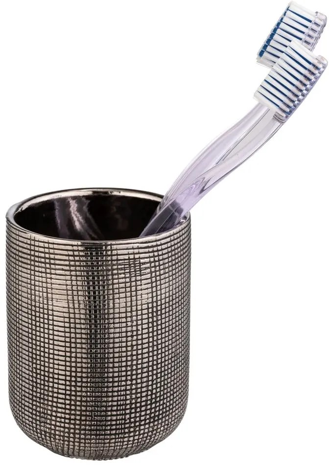 Ceramiczny kubek na szczoteczki do zębów w kolorze srebra Rivara – Wenko