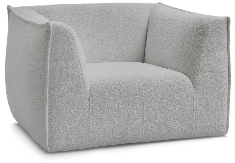 Jasnoszary fotel z materiału bouclé Giorgia – Bobochic Paris