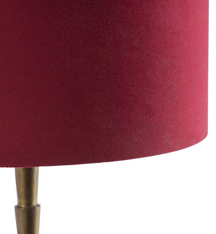 Lampa stołowa w stylu art deco z abażurem z aksamitu w kolorze brązowym, czerwonym - Pisos ArtDeco Oswietlenie wewnetrzne