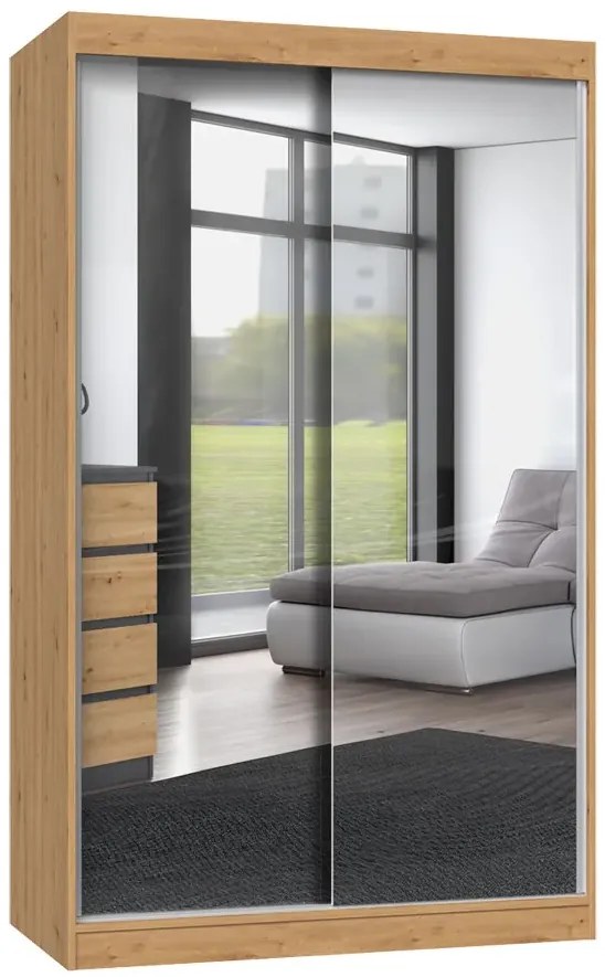 Nowoczesna garderoba z lustrami 120 cm dąb atisan - Stoflis 5X