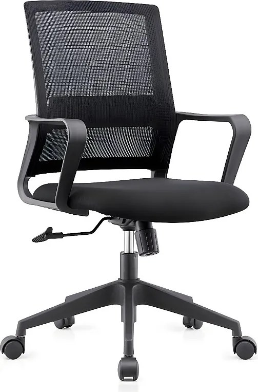 Fotel biurowy z regulacją wysokości - tkanina i siatka - czarny - GAVIAL