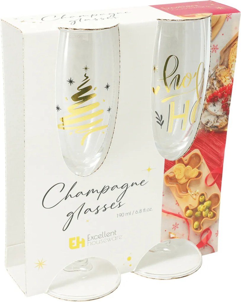 Zestaw 2 kieliszków do szampana Golden Xmas 190 ml