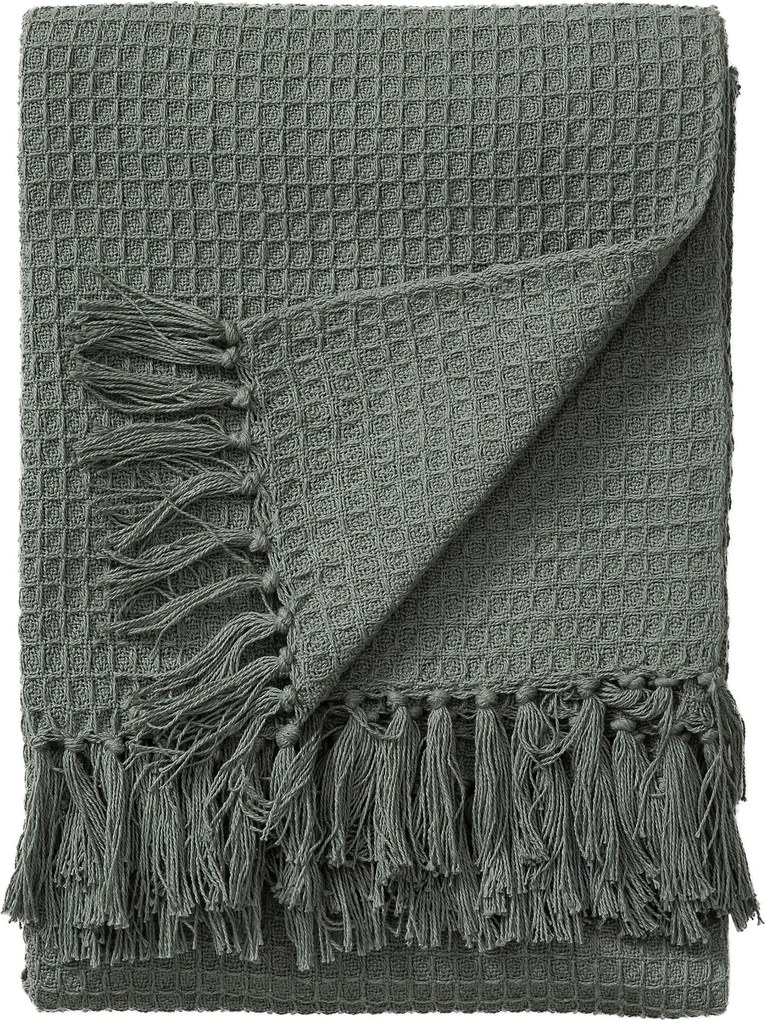 Miękki koc z frędzlami Amalia w kolorze zielonym