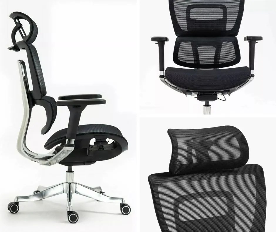 Czarny ergonomiczny fotel do biura Winner Lux, zgodny z normą BHP