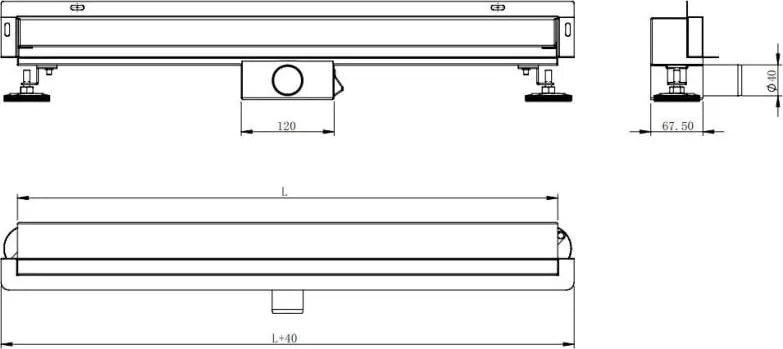 Mexen Flat Wall odpływ liniowy ścienny 2w1 120 cm, czarny - 1730120