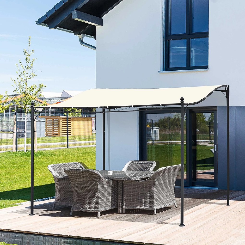 Outsunny Pergola Ogrodowa 3x3 297x297 cm Zadaszenie Tarasu Kremowa | Aosom PL