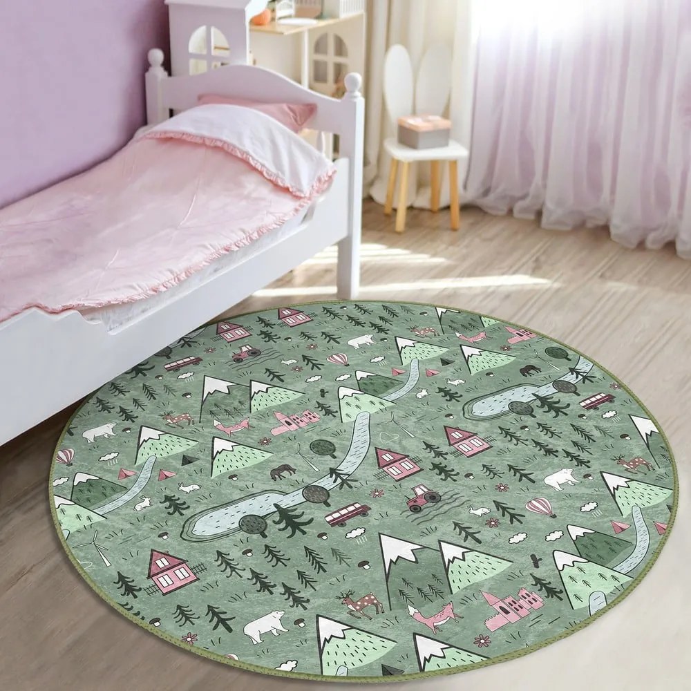 Zielony dywan dziecięcy ø 80 cm Comfort – Mila Home