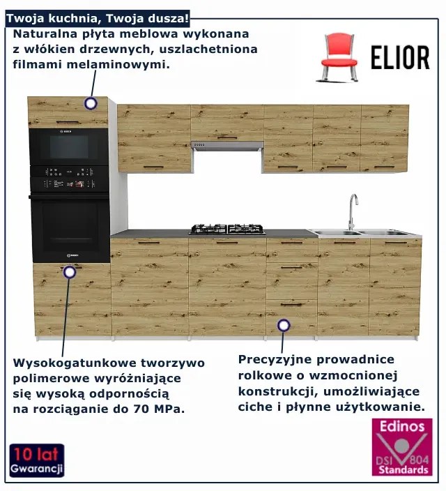 Komplet mebli kuchenne dąb artisan  T5-W09
