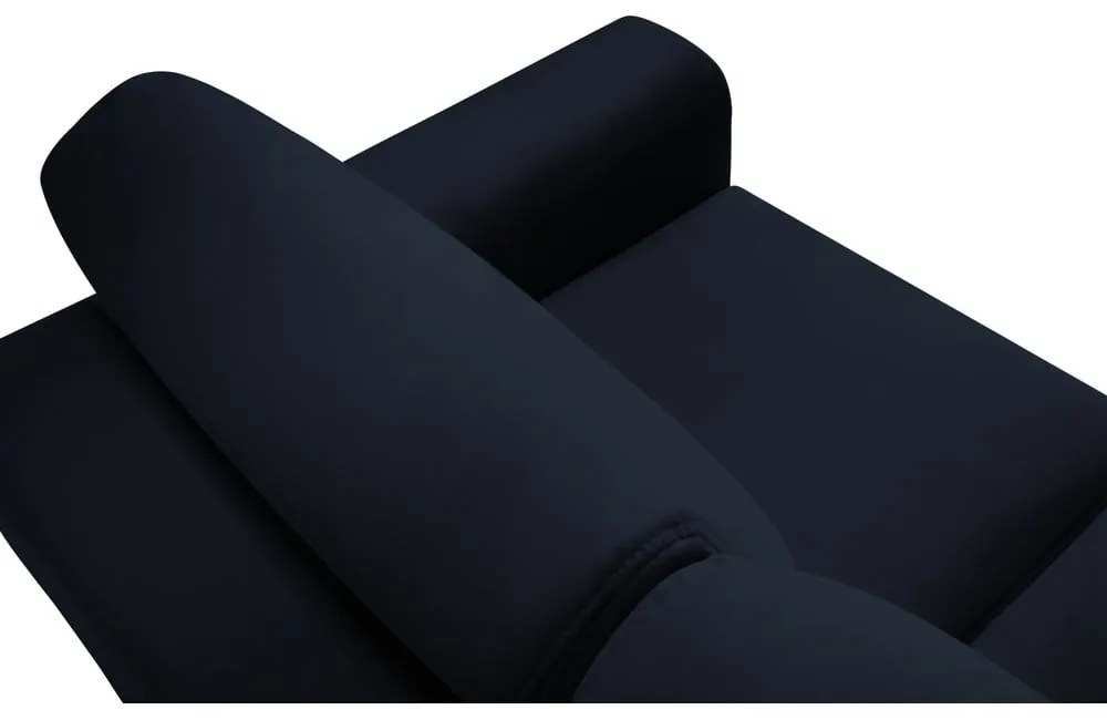 Ciemnoniebieska aksamitna rozkładana/ze schowkiem sofa 235 cm Kyoto – Cosmopolitan Design
