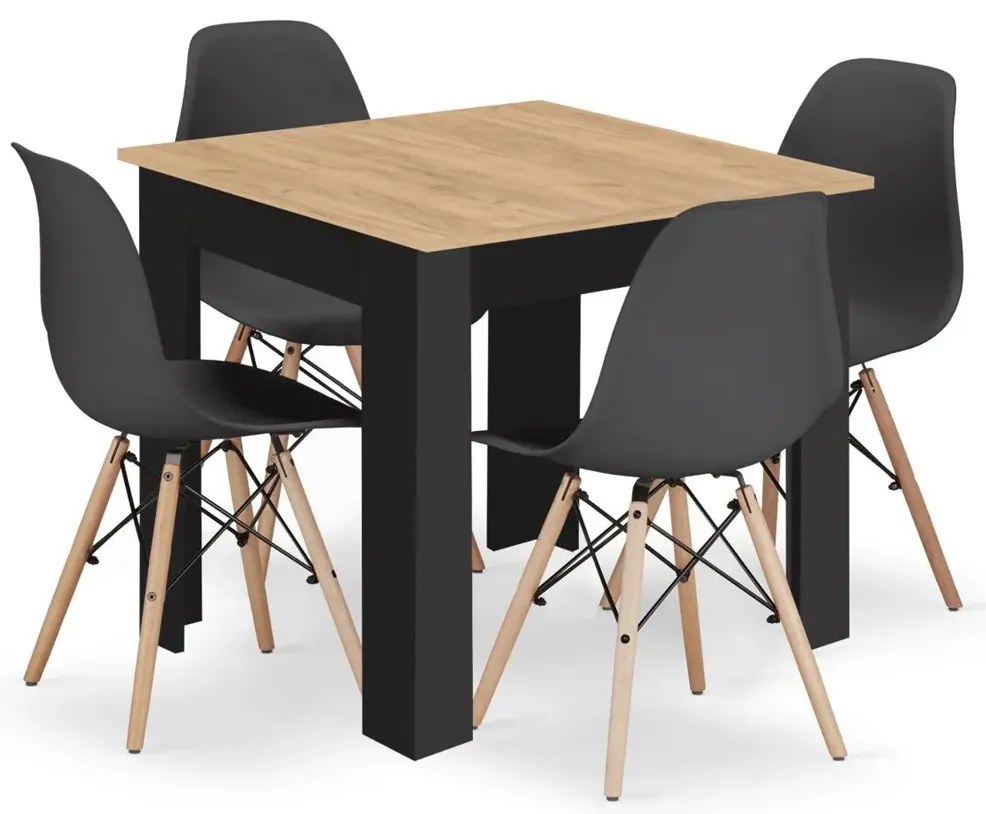 Kwadratowy komplet stół z krzesłami D1-D07