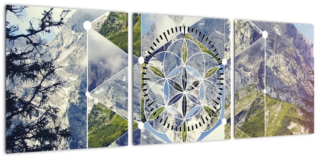 Obraz - Figura geometryczna (z zegarem) (90x30 cm)