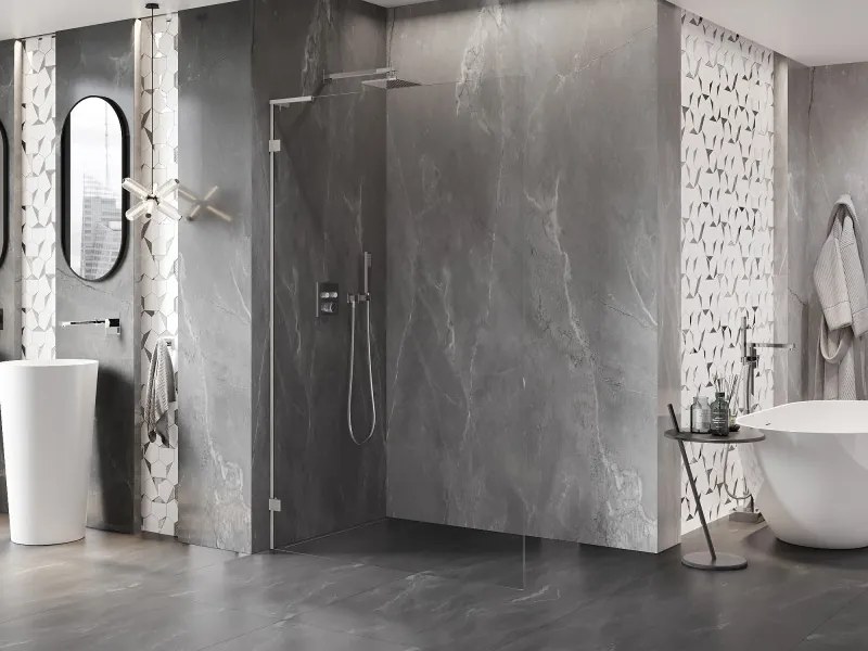 Mexen Lunar L ścianka prysznicowa Walk-in lewa 80 x 200 cm, transparent 8 mm, nikiel szczotkowany - 830L-080-000-97-00-L