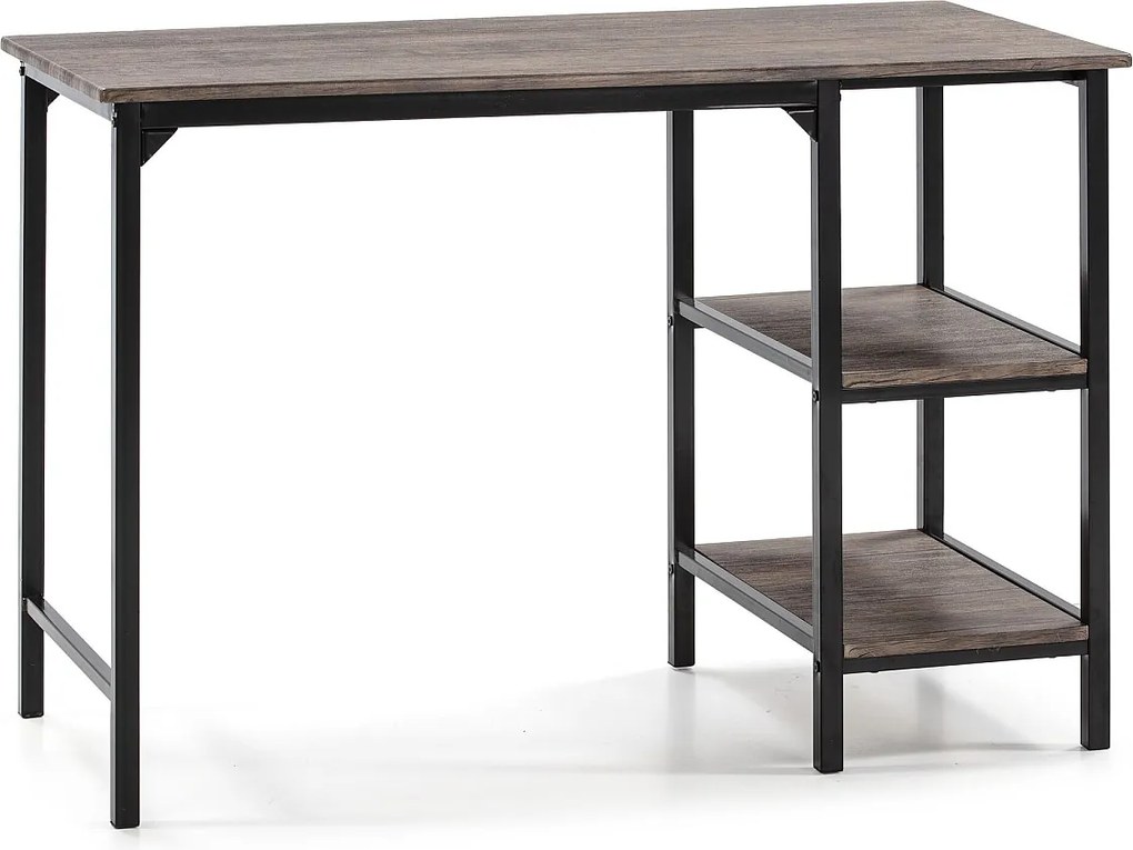 Biurko Kolumnowe Colón Noir, Stół na PC, 2 Półki, Styl Przemysłowy, Długość 110 cm.