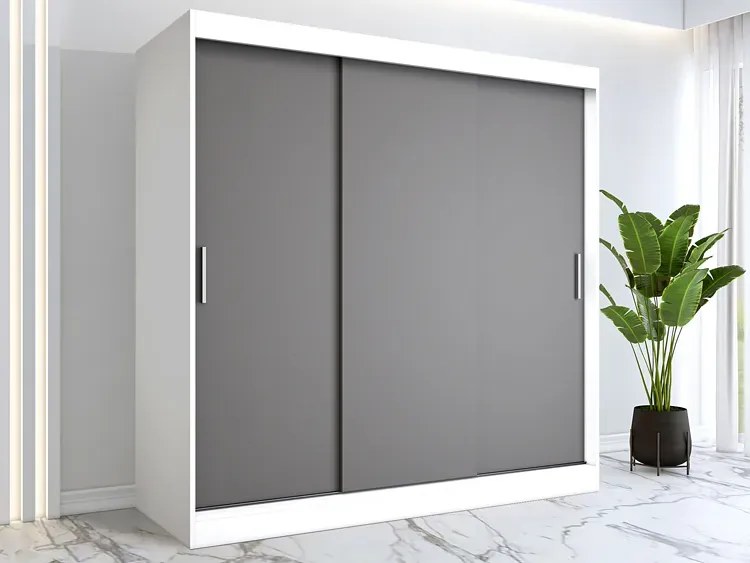 Szafa przesuwna 200 cm biały+ antracyt K3-S05