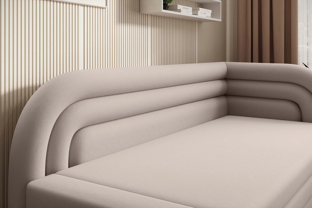 Beżowa rozkładana sofa 3-osobowa FABILLO Wersja: Lewy róg