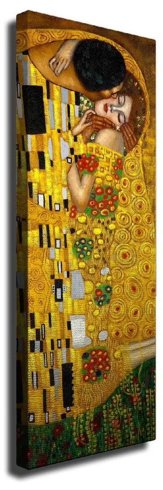 Reprodukcja obrazu na płótnie Gustav Klimt The Kiss, 30x80 cm