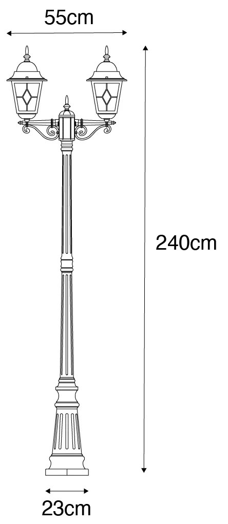 Antyczna lampa ogrodowa stojąca antyczne złoto 240 cm 2-światła - Antigua