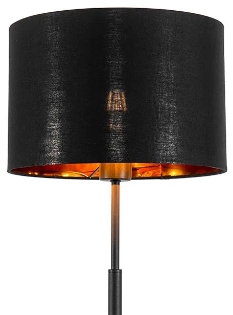 Inteligentna lampa podłogowa czarna ze złotym okrągłym kloszem z WiFi A60 - VT