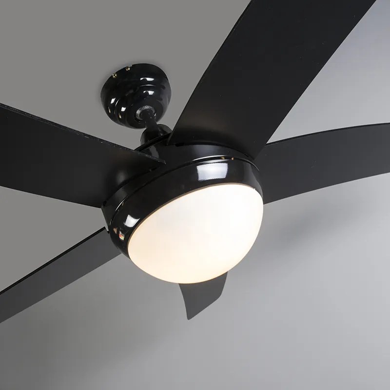 Czarny Wentylator sufitowy z lampa i pilotem z nadrukiem drewna 132 cm z pilotem - Cool Nowoczesny Oswietlenie wewnetrzne