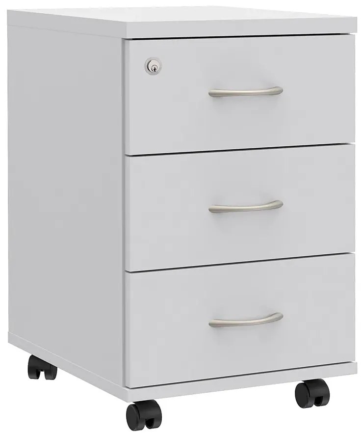 Biały kontenerek biurowy z szufladami i kluczykiem G0-K69