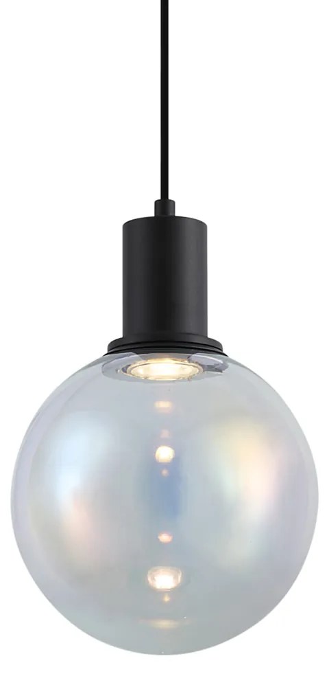 Designerska lampa wisząca czarna ze szkłem tęczowym 20 cm - Mallon