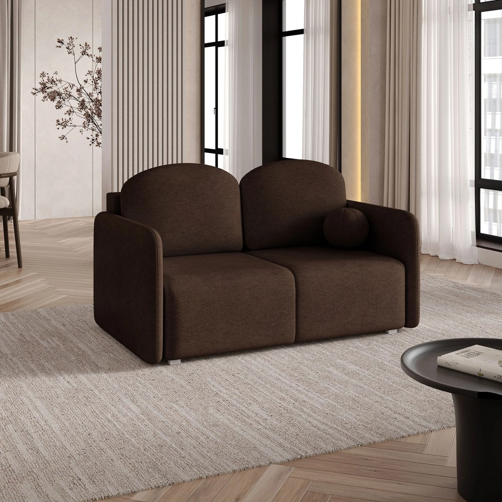 Masseno Sofa SUVI II z funkcją spania i pojemnikiem na pościel, Rozkładana sofa - Brązowy, NEVE 28