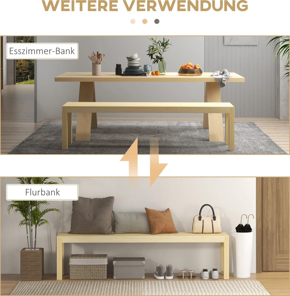 HOMCOM Drewniana ławka ogrodowa dla 3 osób do 330 kg drewno sosnowe 175x33x45 cm | Aosom PL