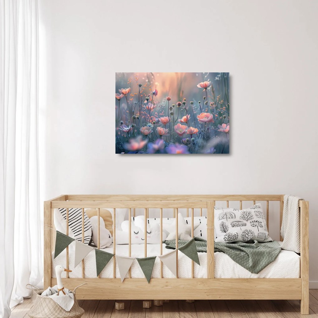 Obraz na szkle - Kwiaty w pastelowych kolorach (70x50 cm)