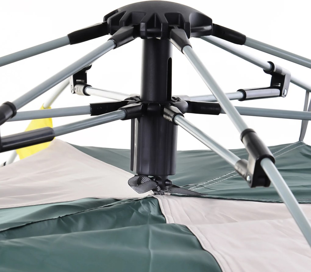 Outsunny Namiot kempingowy 3-4 osoby kopuła poliester zielony 205x195x135cm | Aosom PL