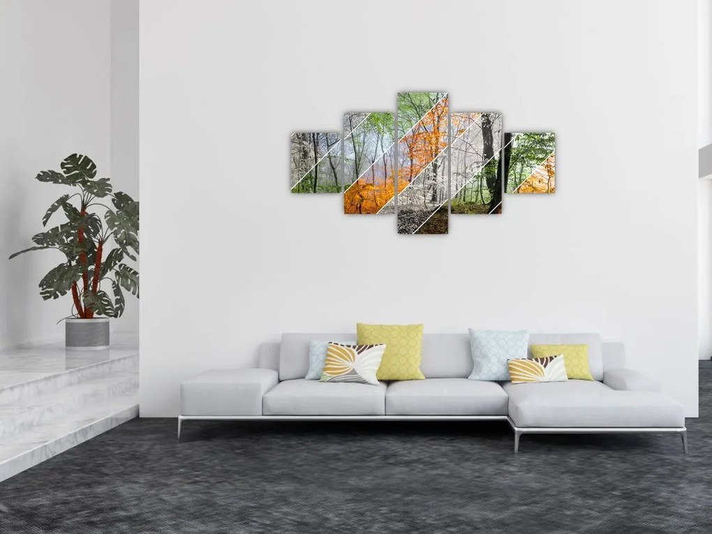 Obraz - Zmieniające się pory roku (125x70 cm)