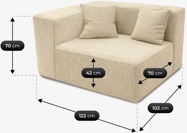 Narożnik Modułowy CERIO Beżowy Boucle Nowoczesny