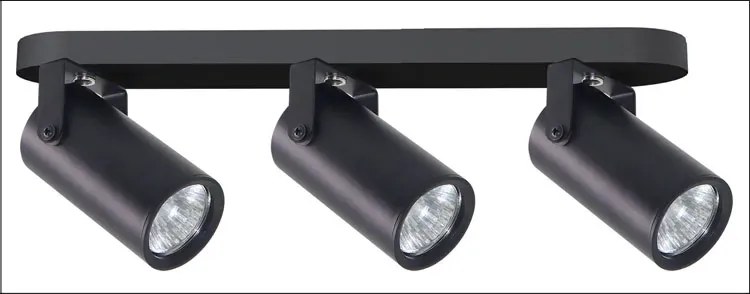 Czarna lampa sufitowa z 3 reflektorkami - Z072-Santino