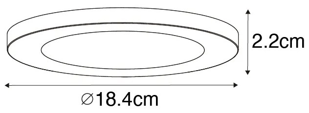 Zestaw 6 reflektorów wpuszczanych lub natynkowych biały 18 cm z LED z 3-stopniową funkcją ściemniania do ciepłej barwy - Trans