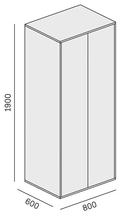 PLAN Szafa ubraniowa biurowa LAYERS, drążek do szafy, 800 x 600 x 1905 mm, dąb naturalny / dąb bejcowany